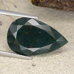 9.55 ct Green Bloodstone Gemstone, Bloodstone Gem in Pear Facet Shape for Sale.