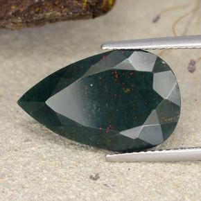 9.55 ct Green Bloodstone Stone, Natural Bloodstone in Pear Facet Shape for Sale