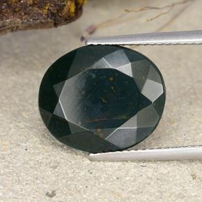 9.37 ct Green Bloodstone Stone, Natural Bloodstone in Oval Facet Shape for Sale