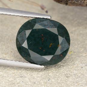 6.33 ct Green Bloodstone Gemstone, Bloodstone Gem in Oval Facet Shape for Sale.