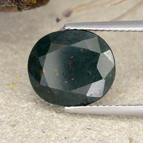 6.33 ct Green Bloodstone Stone, Natural Bloodstone in Oval Facet Shape for Sale