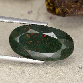 12.15 ct Green Bloodstone Gemstone, Bloodstone Gem in Oval Facet Shape for Sale.