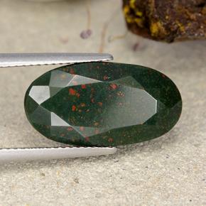 12.15 ct Green Bloodstone Stone, Natural Bloodstone in Oval Facet Shape for Sale