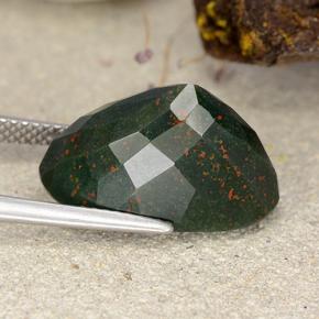 Bloodstone Gemstone in 18.5 x 9.8 mm Size for Sale, Bloodstone Stone in Spotted Green Color