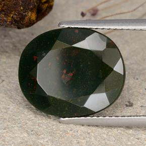 8.28 ct Green Bloodstone Stone, Natural Bloodstone in Oval Facet Shape for Sale
