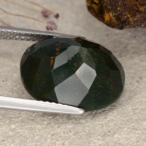 Bloodstone Gemstone in 14.8 x 12.3 mm Size for Sale, Bloodstone Stone in Spotted Green Color