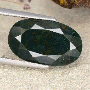7.73 ct Green Bloodstone Gemstone, Bloodstone Gem in Oval Facet Shape for Sale.