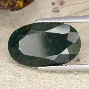 7.73 ct Green Bloodstone Stone, Natural Bloodstone in Oval Facet Shape for Sale
