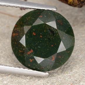 6.80 ct Green Bloodstone Gemstone, Bloodstone Gem in Round Facet Shape for Sale.