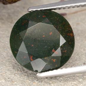 6.80 ct Green Bloodstone Stone, Natural Bloodstone in Round Facet Shape for Sale