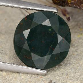 3.55 ct Green Bloodstone Gemstone, Bloodstone Gem in Round Facet Shape for Sale.