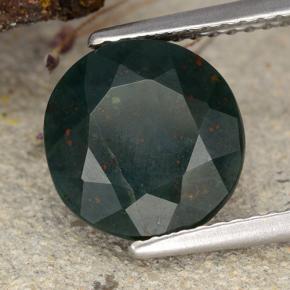 3.55 ct Green Bloodstone Stone, Natural Bloodstone in Round Facet Shape for Sale