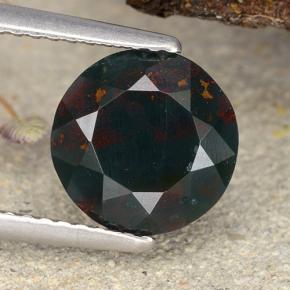 2.21 ct Green Bloodstone Gemstone, Bloodstone Gem in Round Facet Shape for Sale.