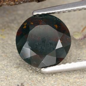 2.21 ct Green Bloodstone Stone, Natural Bloodstone in Round Facet Shape for Sale