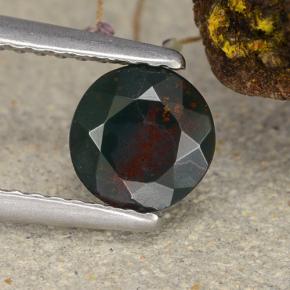 0.68 ct Green Bloodstone Gemstone, Bloodstone Gem in Round Facet Shape for Sale.