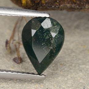 1.93 ct Green Bloodstone Stone, Natural Bloodstone in Pear Facet Shape for Sale