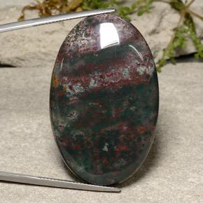 57.50 ct Multicolor Bloodstone Gemstone, Bloodstone Gem in Oval Cabochon Shape for Sale.
