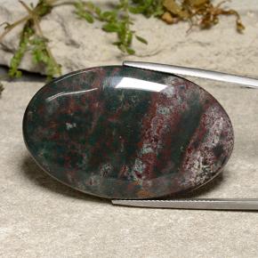 57.50 ct Multicolor Bloodstone Stone, Natural Bloodstone in Oval Cabochon Shape for Sale