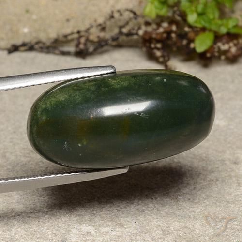 21.80 ct Green Bloodstone Stone, Natural Bloodstone in Oval Cabochon Shape for Sale