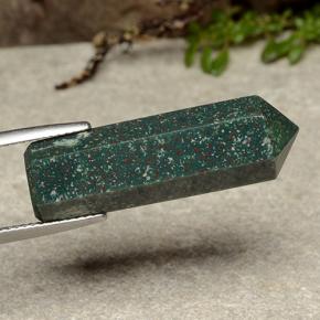 18.43 ct Green Bloodstone Stone, Natural Bloodstone in Pencil Shape for Sale
