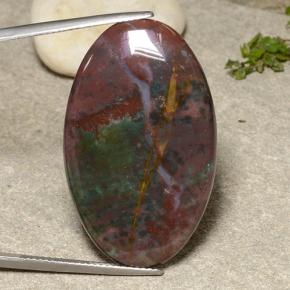 31.04 ct Multicolor Bloodstone Gemstone, Bloodstone Gem in Oval Cabochon Shape for Sale.