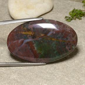 31.04 ct Multicolor Bloodstone Stone, Natural Bloodstone in Oval Cabochon Shape for Sale