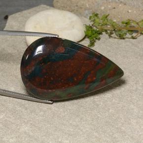 50.66 ct Multicolor Bloodstone Stone, Natural Bloodstone in Pear Cabochon Shape for Sale