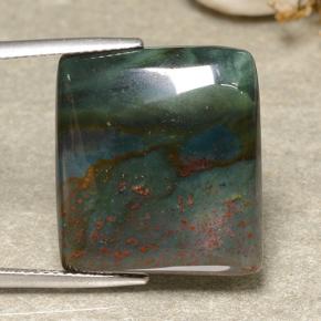 21.40 ct Green Bloodstone Gemstone, Bloodstone Gem in Baguette Cabochon Shape for Sale.