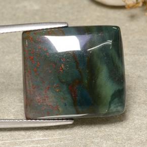 21.40 ct Green Bloodstone Stone, Natural Bloodstone in Baguette Cabochon Shape for Sale