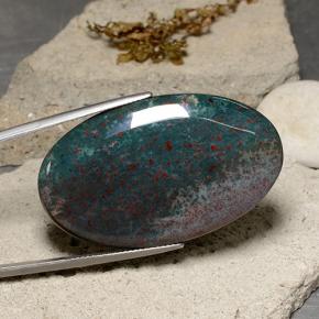 44.98 ct Multicolor Bloodstone Stone, Natural Bloodstone in Oval Cabochon Shape for Sale