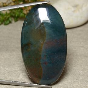 42.75 ct Multicolor Bloodstone Gemstone, Bloodstone Gem in Oval Cabochon Shape for Sale.