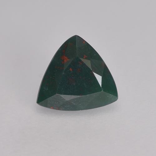 0.42 ct Green Bloodstone Gemstone, Bloodstone Gem in Trillion Facet Shape for Sale.
