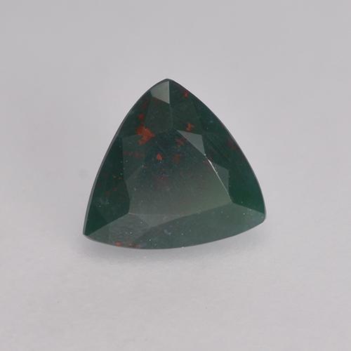 0.42 ct Green Bloodstone Stone, Natural Bloodstone in Trillion Facet Shape for Sale