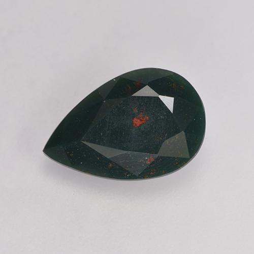 1.21 ct Green Bloodstone Gemstone, Bloodstone Gem in Pear Facet Shape for Sale.