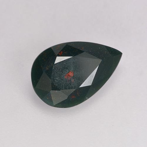 1.21 ct Green Bloodstone Stone, Natural Bloodstone in Pear Facet Shape for Sale