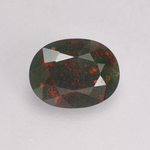 0.31 ct Green Bloodstone Gemstone, Bloodstone Gem in Oval Facet Shape for Sale.