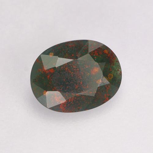0.31 ct Green Bloodstone Stone, Natural Bloodstone in Oval Facet Shape for Sale
