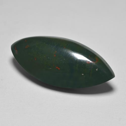 12.74 ct Green Bloodstone Stone, Natural Bloodstone in Marquise Cabochon Shape for Sale