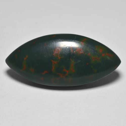 dunkelgrün Blutstein Edelstein - 11.1ct Marquise Cabochon (ID: 561383)