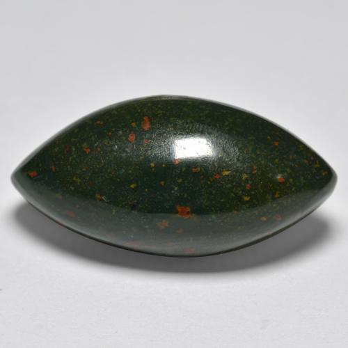 Темно-зеленый Кровавый Камень/Гелиотроп Камень - 11.9ct Огранка Маркиза Кабошон (ID: 561385)