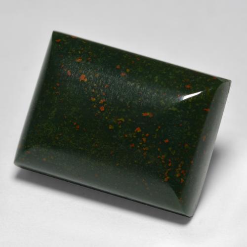 11.99 ct Green Bloodstone Stone, Natural Bloodstone in Baguette Cabochon Shape for Sale