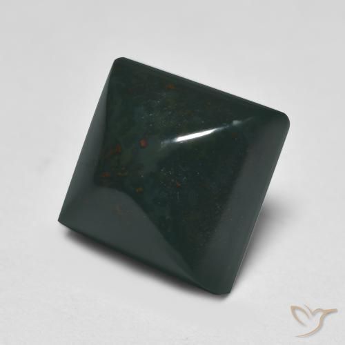 6.05 ct Green Bloodstone Stone, Natural Bloodstone in Square Sugarloaf Cabochon Shape for Sale