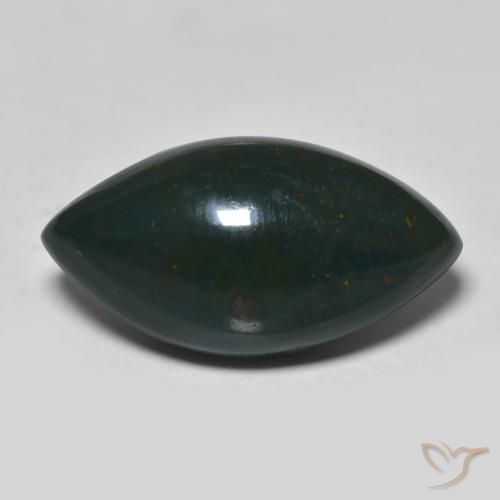 19,1 x 10mm marquise schliff grüner Blutstein aus Madagaskar, Gewicht von 9,67 ct, natürlicher Edelstein in Opaque Reinheit, 1 Stück marquise schliff Blutstein - Farbe: Waldgrün, Mohs-Härte von 6,5 - 7 Geeignet für den täglichen Gebrauch im Schmuck, Photo A