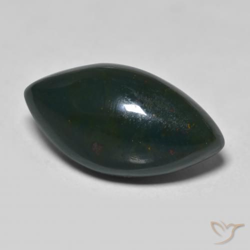 9.67 ct Green Bloodstone Stone, Natural Bloodstone in Marquise Cabochon Shape for Sale