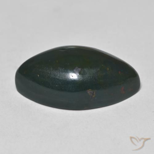 Bloodstone Gemstone in 19.1 x 10 mm Size for Sale, Bloodstone Stone in Forest Green Color
