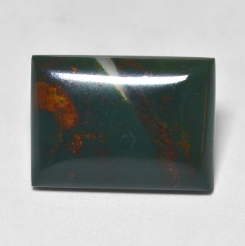 7.25 ct Green Bloodstone Gemstone, Bloodstone Gem in Baguette Cabochon Shape for Sale.