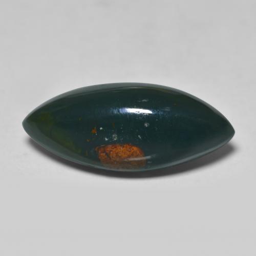 6.71 ct Green Bloodstone Gemstone, Bloodstone Gem in Marquise Cabochon Shape for Sale.