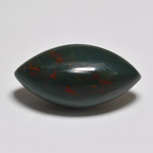 Multicolor Green Bloodstone Gem - 9.3ct Marquise Cabochon (ID: 562492)