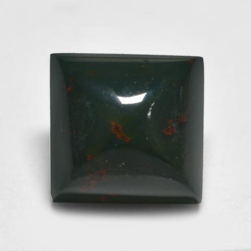 Verde bosque Piedra de Sangre Gema - 4.1ct Cabujón Sugarleaf cuadrado (ID: 562496)
