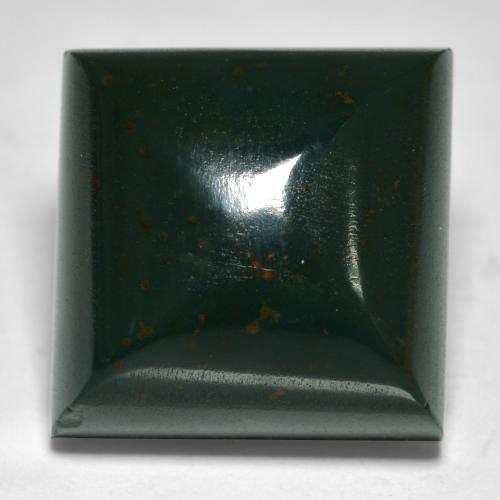 19.49 ct Green Bloodstone Gemstone, Bloodstone Gem in Square Sugarloaf Cabochon Shape for Sale.